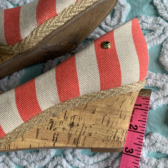Lifestride coral & cream striped canvas heels - Picture 6 of 7
